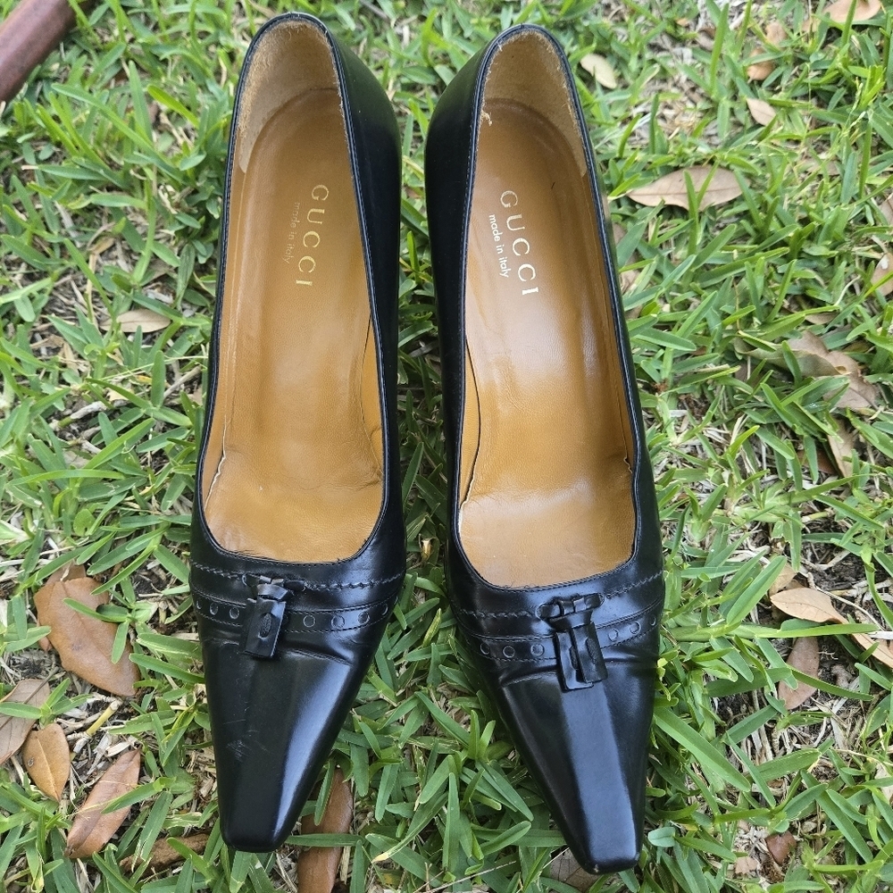 Gucci Classic Women's Mid-Heel Brown Leather Pump, Size 9B - Picture 2 of 13
